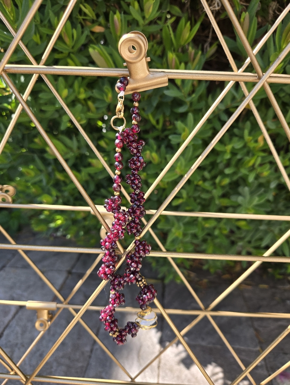 Handmade Garnet Bead And Ethiopian Opal Cluster Necklace